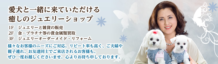 愛犬と一緒に来ていただける癒しのジュエリーショップ