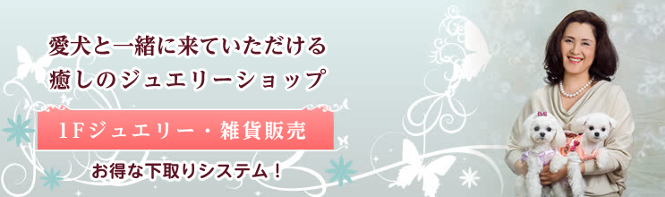 愛犬と一緒に来ていただける癒しのジュエリーショップ